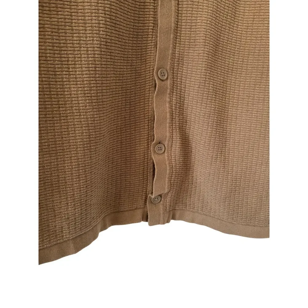 Bershka Mens Knit Polo Cardigan Shirt Brown Textured Button Front Size L EU - Picture 8 of 8
